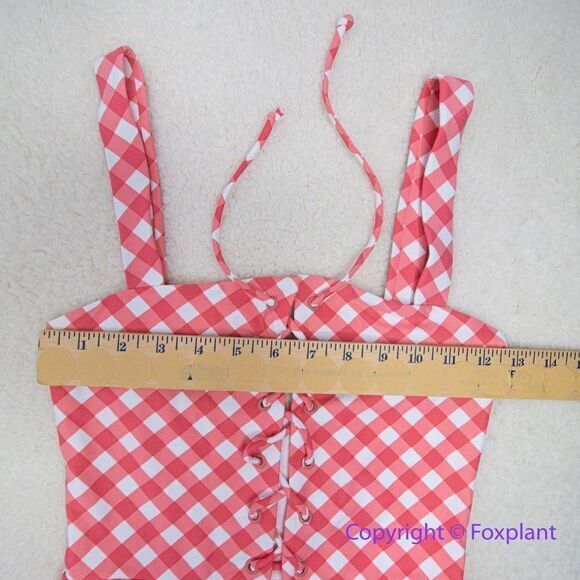 NEW Onia Raquel Barbiecore pink gingham check raquel one‎ piece swimsuit, size S - Picture 4 of 16